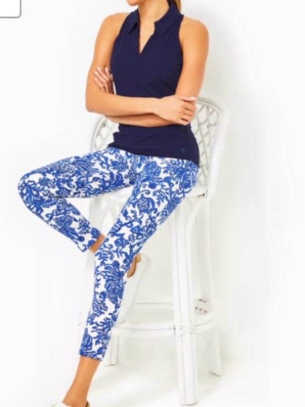 Lilly Pulitzer Luxletic Corso Pants in Coconut Ride With Me UPF 50+ EUC